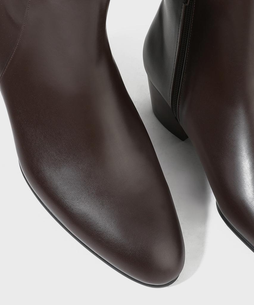 Firenze Atelier 4.7Cm Castarsole Minimal Zipper Ankle Boots 3335 [Brown Fg]