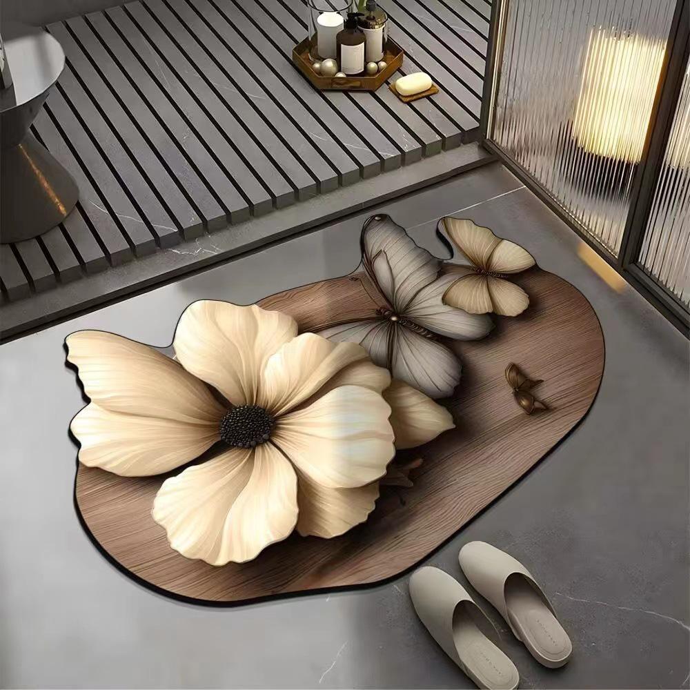 Irregular 3D Flower Diatom Mud Bathroom Anti-slip Absorbent Floor Mat