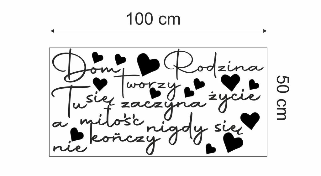 Naklejki na ścianę dom tworzy rodzina życie miłość serca 100x50cm nc_006