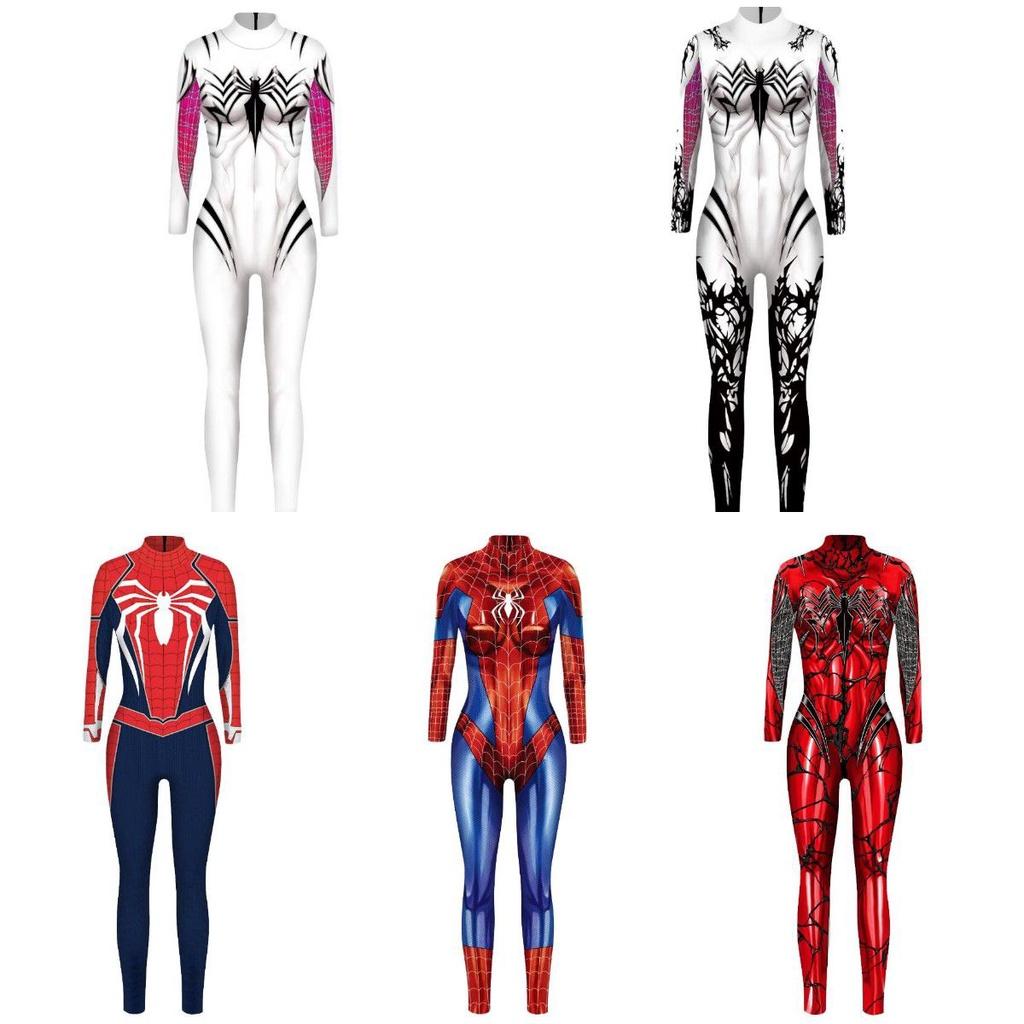 Halloween Spiderman Cosplay Jumpsuit Women's Slim Tights Bodysuit