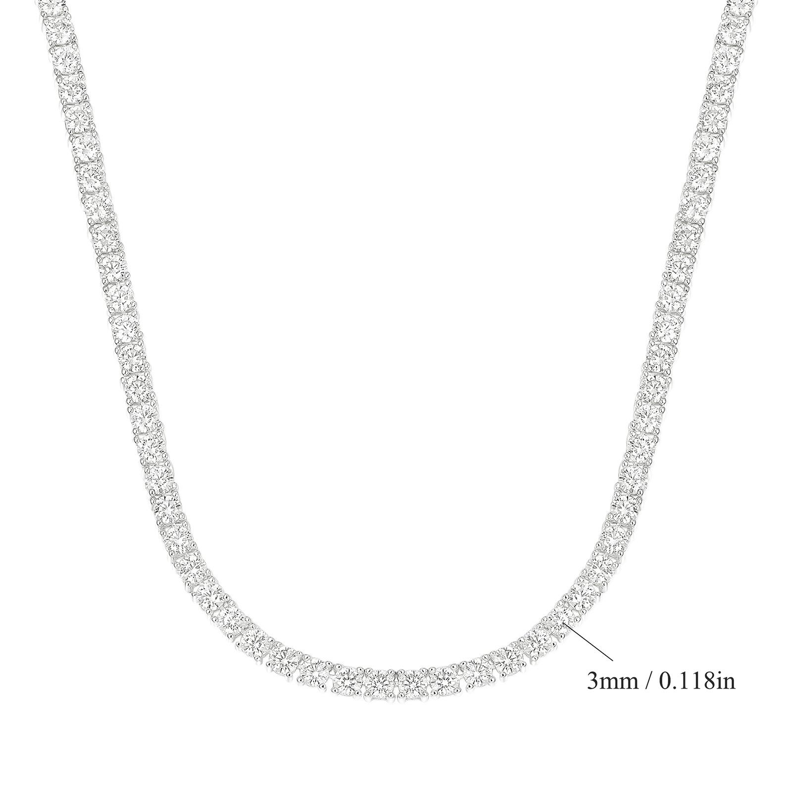 

18K White Gold Plated Zirconia Tennis Necklace Choker, 4-Prong, Size Options: 2mm-6mm, Fashion Trend Bestseller 16in Necklace (Length 40cm)