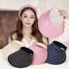 Folding Headband Sun Visor Hat Wide Brim Bucket Hat Trendy Women's Stripe Sun Hat  Summer Outdoor