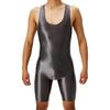 Mens Oil Shiny Wrestling Singlet Scoop Neck Boxer Bottom One Piece Bodysuit Romper for Athletic Sports Competition Gym Training