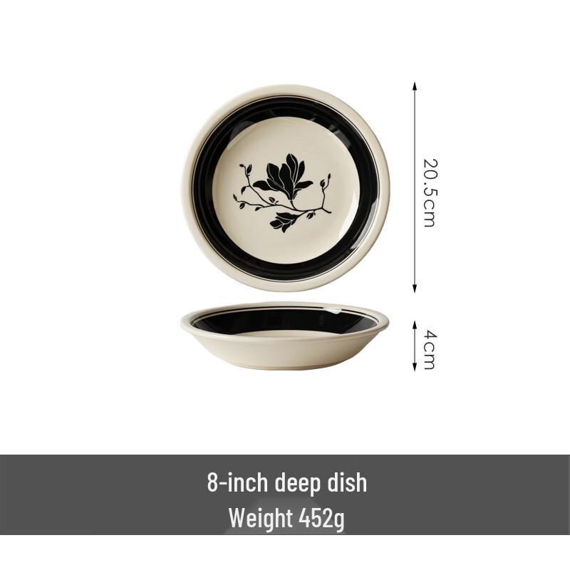 Retro Tulip Ceramic 8-inch Deep Plate