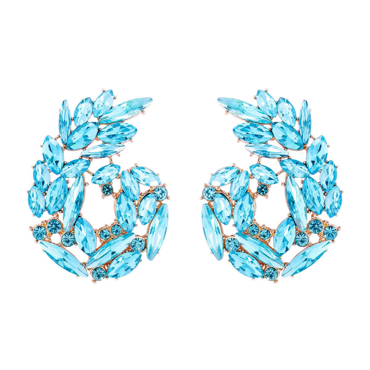 

Pinkdudu Fashion Colorful Exaggerate Rhinestone Drop Earring New Flower BOHO Висячі сережки для жінок Ювелірні подарунки PD1836 синій