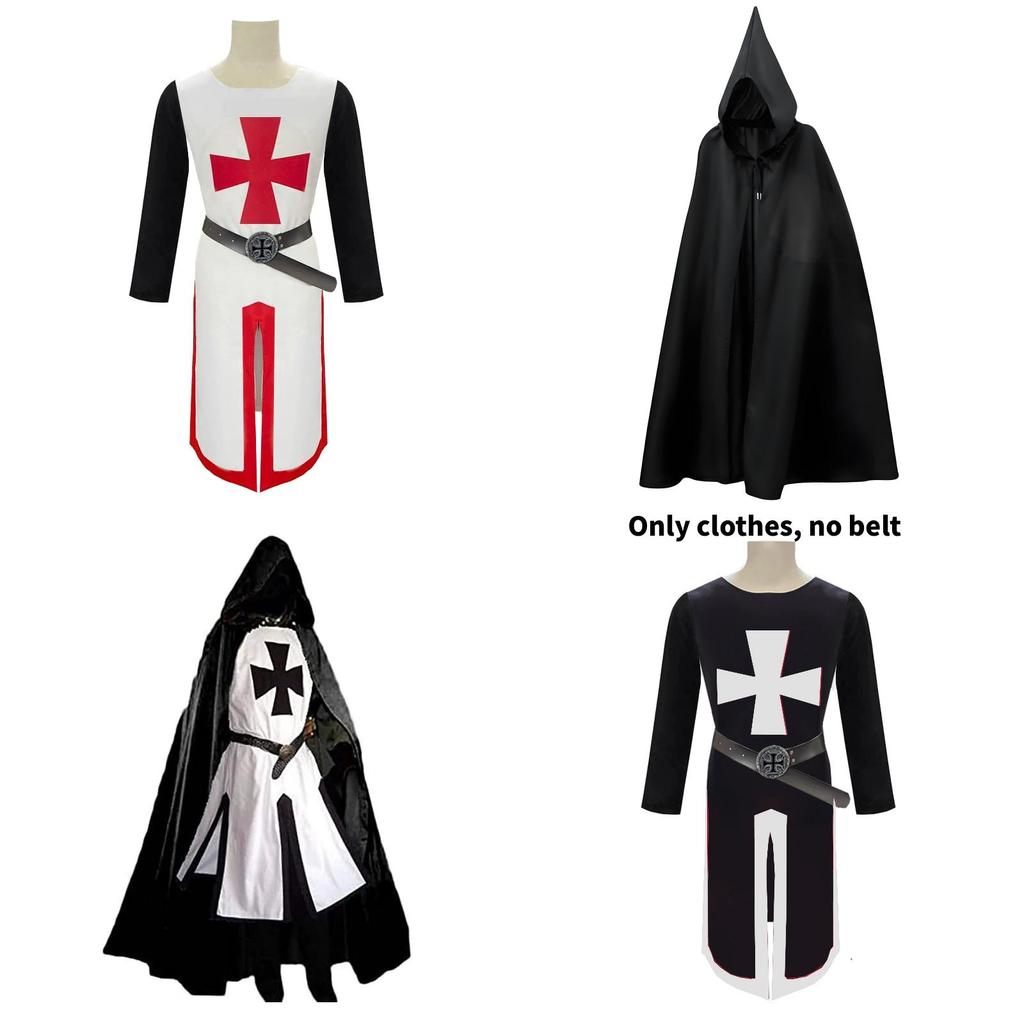 Knights Templar Costume For Stage Performance With Digital Print Cotton Blend For Adults