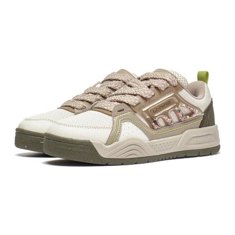 Li Ning Comfortable Shock Absorbing Non-Slip Low-Top Kids Skate Shoes Kids Sneakers White YKCT092-3