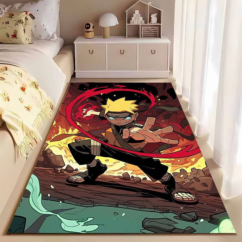 Anime Ninja with Fiery Aura Suitable As a Non-slip Mat for the Living Room or Bedroom Sofa
