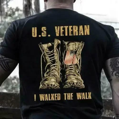I Walked The Walk US Veteran TShirt 100 Cotton ONeck Summer Short Sleeve Casual Mens Tshirt Size S3XL S