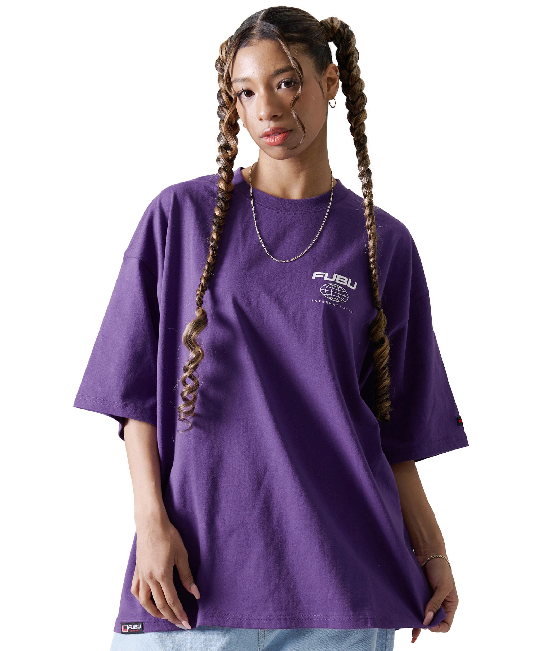 

American summer large big hip crew loose purple [Fubu] Streetwear, short-sleeved T-shirt, casual, oversized, clothing, size, silhouette, hop, neck,