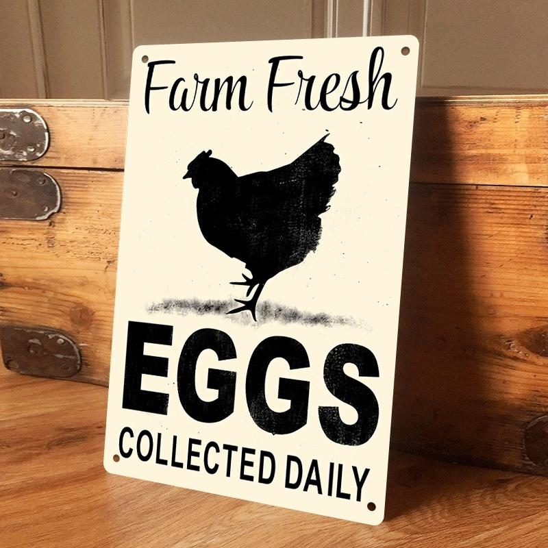 

1 item: Vintage tin plate painting of freshly harvested farm eggs, rustic kitchen wall decoration, American country style home a (as the picture,20x30cm)