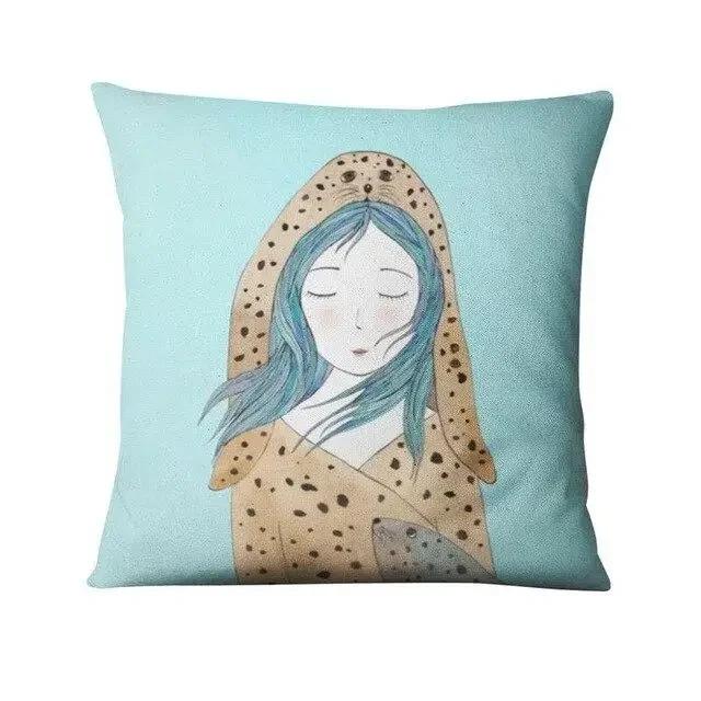 Nordic Ocean Cushion Decoration Pillow Cartoon Whale Print Pillowcase Home Decoration Sofa Pillow Home Pillow Decoration