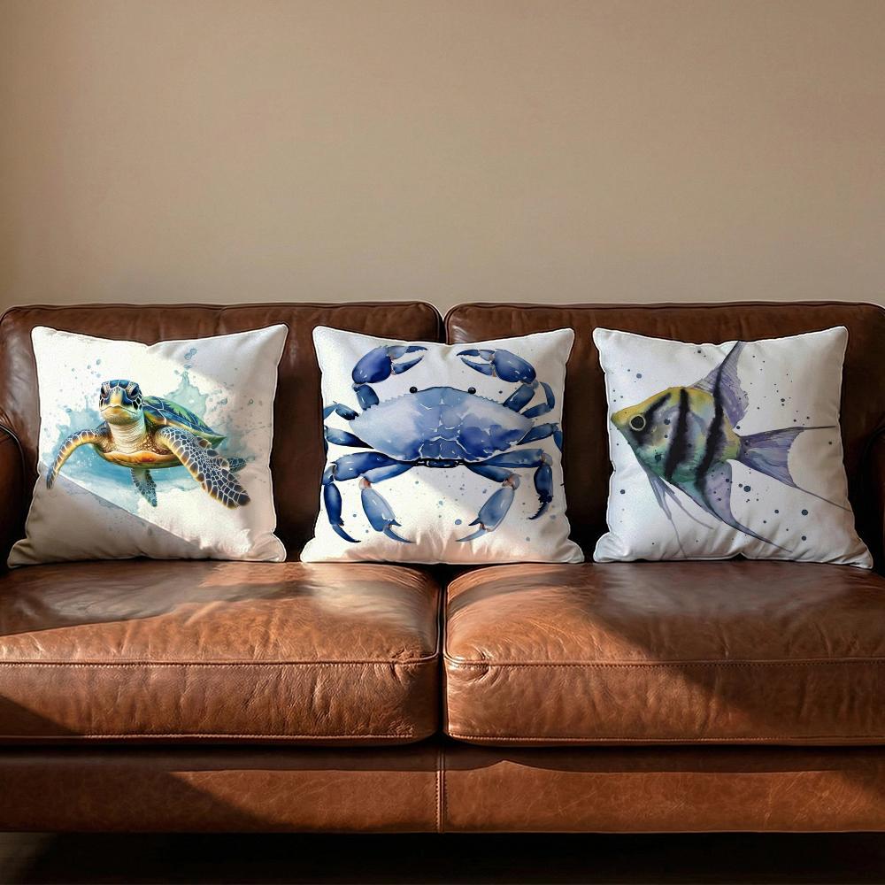 Sea Animal Turtle Coral Cushion Cover Soft Reversible  Durable Pillow Cover  MultiScene Use for Home  Car Daily Comfort