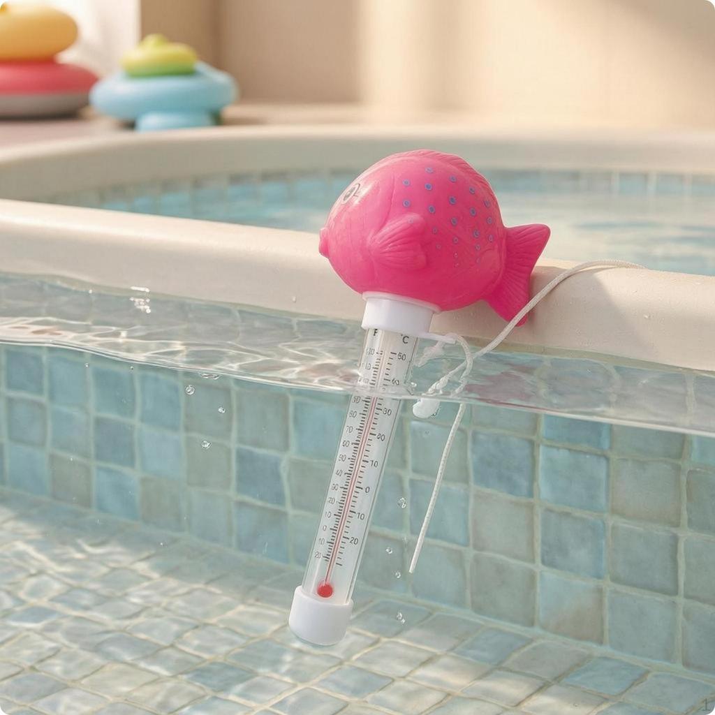 Thermomètre de piscine Corps transparent Cordon inclus Indicateur de température Hippopotame