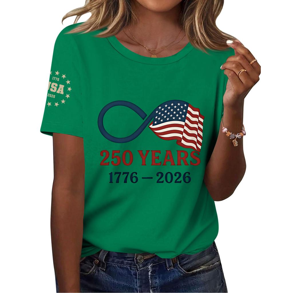 Women's Fashion Casual Printed Short Sleeve Round Neck Pullover Tops