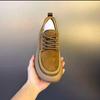 Men's Shoes Retro Frosted Leather Thick Soled Casual Brown Lace Up Trendy Fashionable Height Increasing Kangaroo Loafers