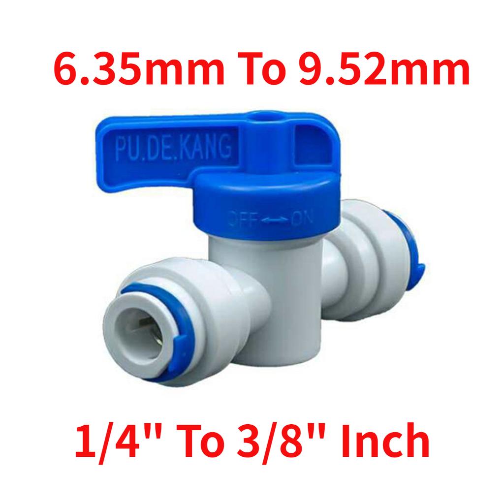1/4" 3/8" OD Tube Tap Shut off Ball Valve POM Quick Fitting Connector Tee Elbow Reducer Aquarium RO Water Filter Reverse Osmosis