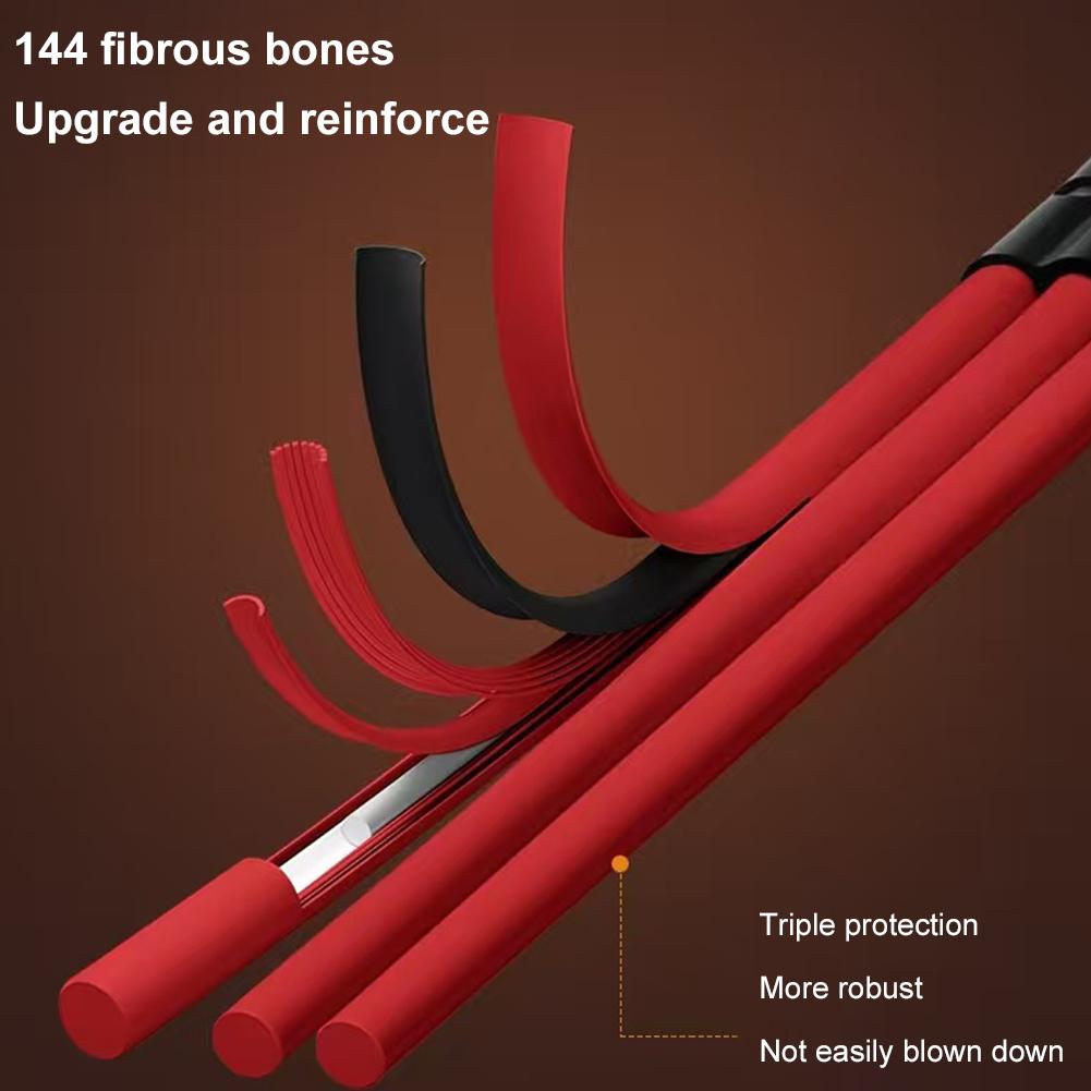 Fully Automatic 144-Rib Premium Light Luxury Wooden Handle Umbrella Black Glue UV-Resistant Windproof Folding Parasol Rain Gear