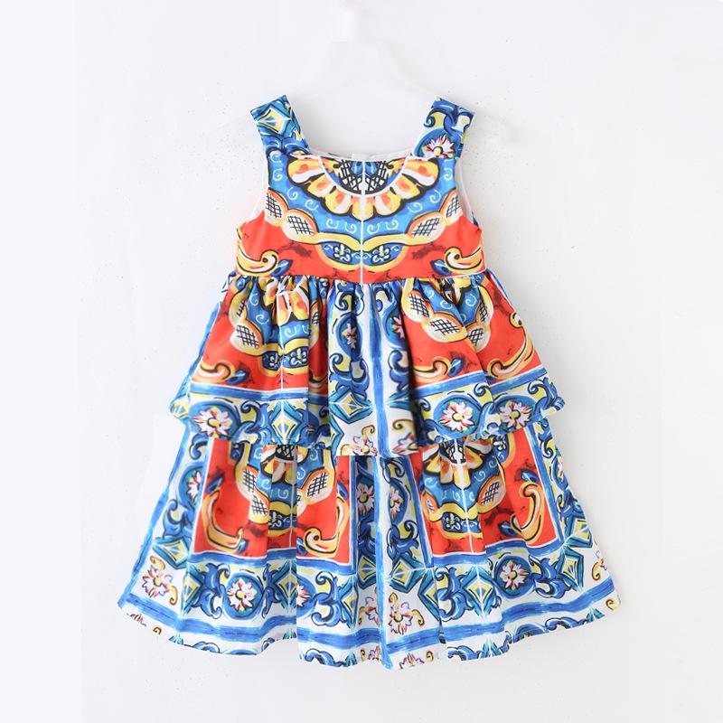 2025 Girls' Floral Cake Skirt Sleeveless Summer Dress - European & American Style