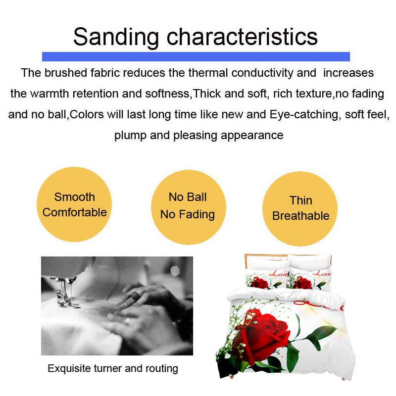 Red Flower Full Size Duvet Covers Rose Quilt Cover 200X230Cm Bedding Set 3Pcs 2Pcs 210X210Cm King Queen Single Double Bed