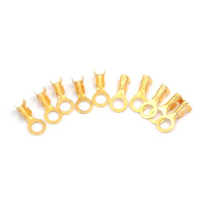 100 Pcs 5.2Mm Gold Brass Round Terminal Power Supply Wire Connector