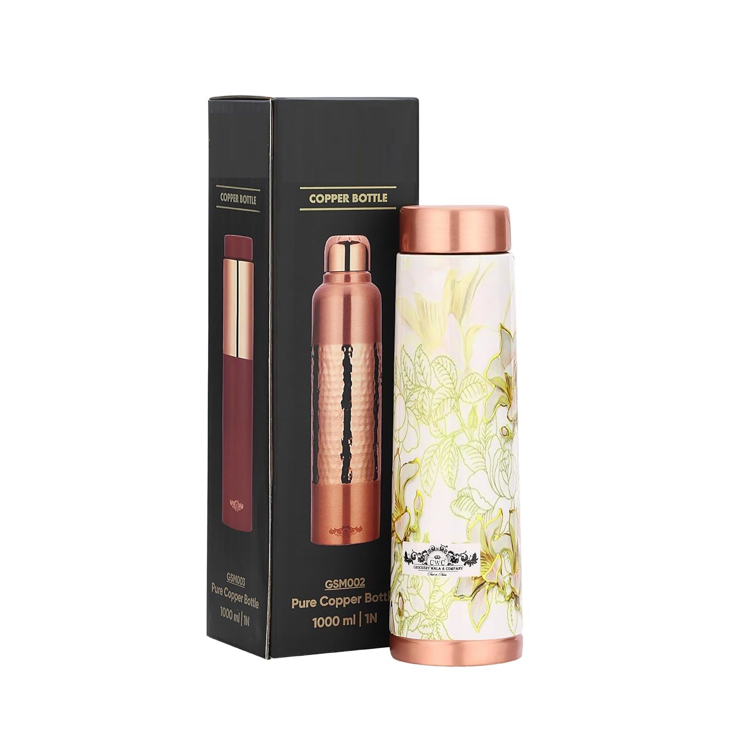

100% Pure Copper Water Bottle with Ample Design Experience Ayurvedic Harmony Pure Copper Water Bottle Joint Less