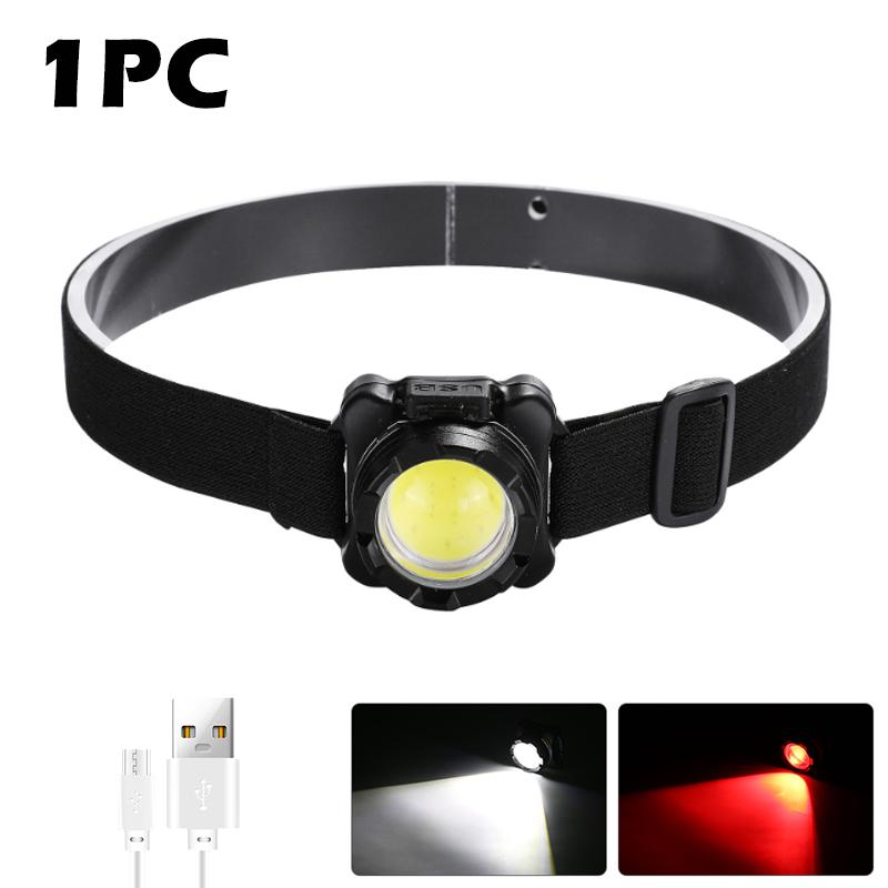 COBLED Headlight Built-in 1200mah Battery USB Rechargeable Outdoor Portable Torch Headlamp Waterproof Fishing Camping Light