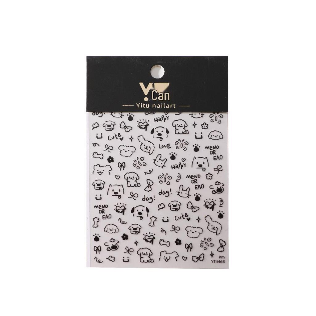 Cute Cartoon Pet Nail Stickers: Graffiti Cats, Hand-Painted Paws, and Adorable Puppies