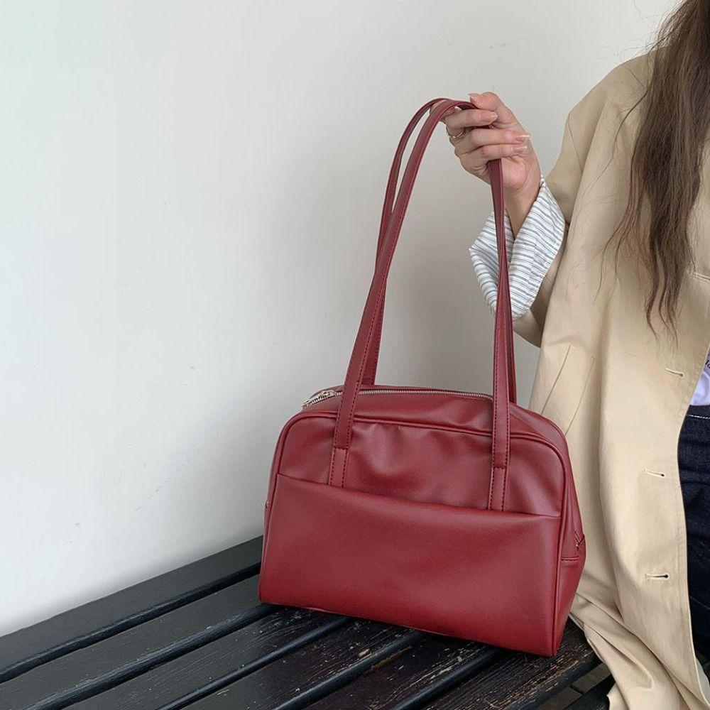 New Soft Surface Women's Tote Bag PU Leather Double Strap Shoulder Bag Large Capacity Underarm Bag Travel Work