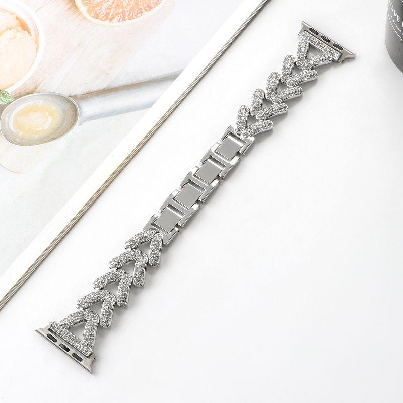 

Metal Diamond Watch Strap for Apple Watch S11 Ultra 10 9 8 7 6 SE Ultra Women Slim Bracelet for iWatch 38 40 41 42 44 45 46 49mm iwatch S1S2S3 42mm срібний