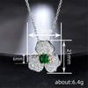 Luxury Female Crystal White Green Stone Pendant Necklace Vintage Silver Color Wedding  For Women