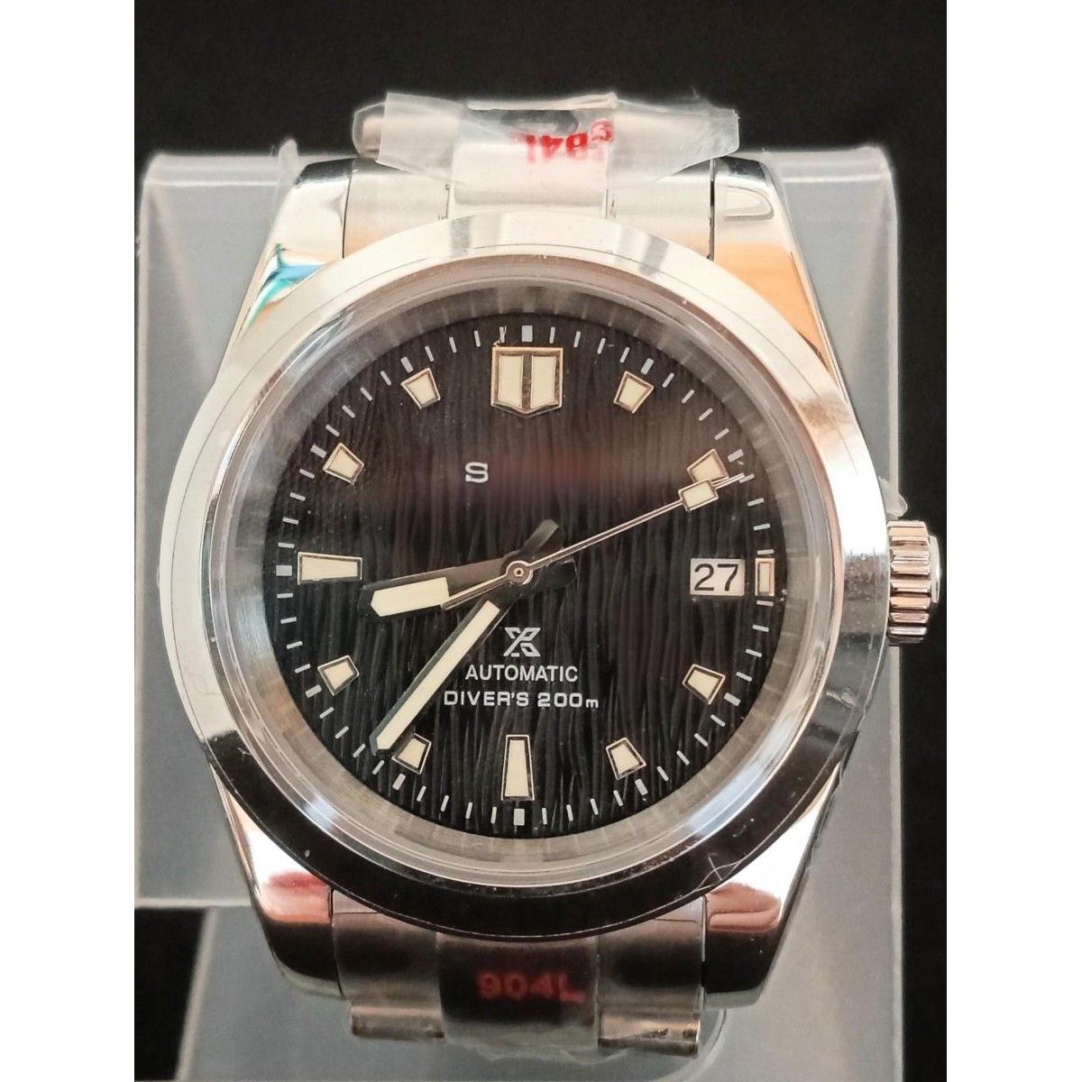 Used Unused watch automatic volume black white birch NH35 MOD custom watch back scale Glidelock sapphire glass