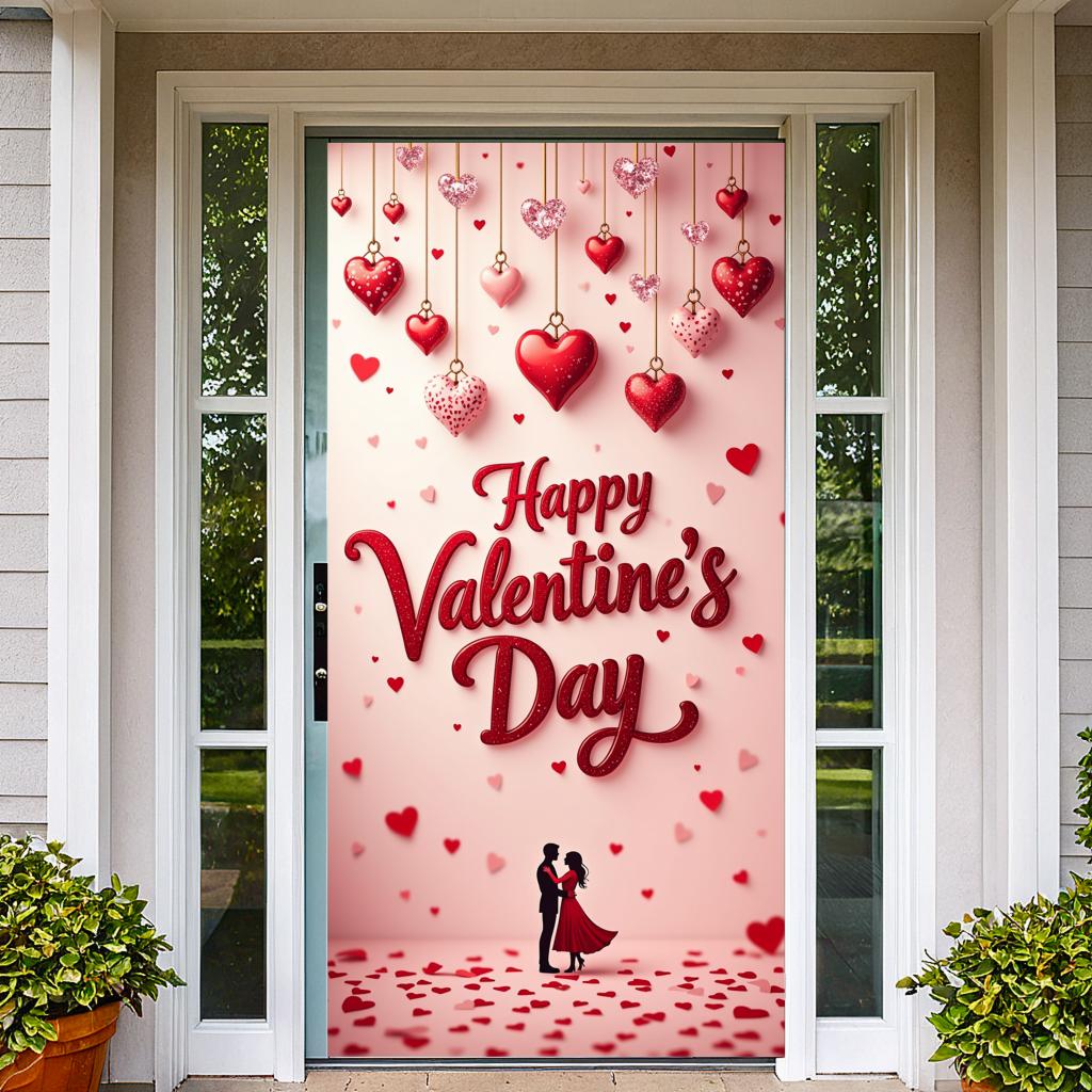 Festive Silhouette hearts Celebration Decor Banner Hanging hearts Heart Love banner for Event setup