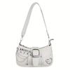 Borsa a Spalla da Donna Y2k Stile Coreano con Tracolla a Catena Staccabile, Dettagli a Stella, Zip, Borsa a Tracolla in PU, Borsa da Viaggio Versatile