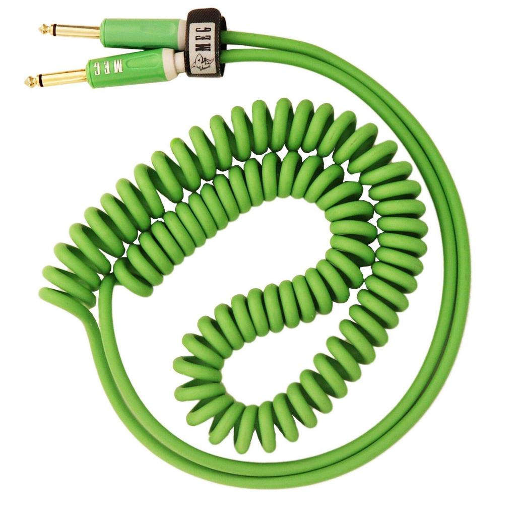 Aestivate Guitar Coiled Cable Bass Shield Curl Cord 10ft3m (Green)