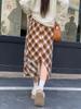 2025 Winter Plus Size Retro Plaid Midi Skirt - Thick Wool for 130-320 Jin