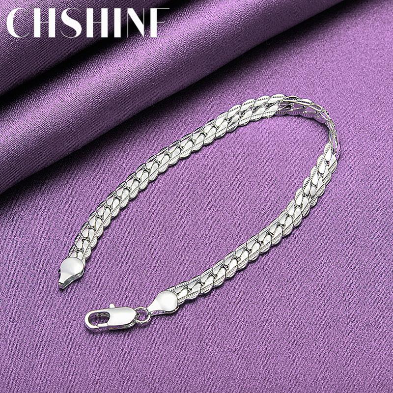 CHSHINE 925 Sterling Silver Men 5mm Side Chain Bracelet Fashion Charm Wedding For Women Jewelry