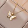 Butterfly Necklace with Color-Retaining Zircon - Fashionable, Versatile Women's Jewelry Accessory.
