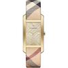 Burberry Montre Pioneer Cadran Champagne Bracelet Cuir Beige Haymarket pour Femme BU9407