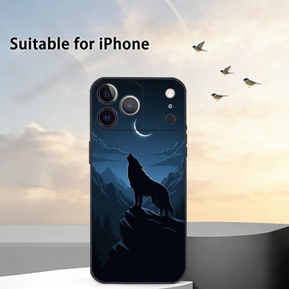 Moon Roaring W-Wolf Phone Case Silicone Soft For IPhone 17 16 15 14 13 12 11 X XR Plus Pro Max Plus
