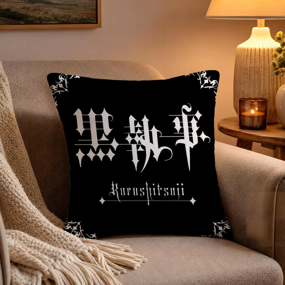 Anime BBlack BButler Cushion Cover Soft Plush Cushion Cover Double Print And Invisible Zipper For Sofa Home Car Use