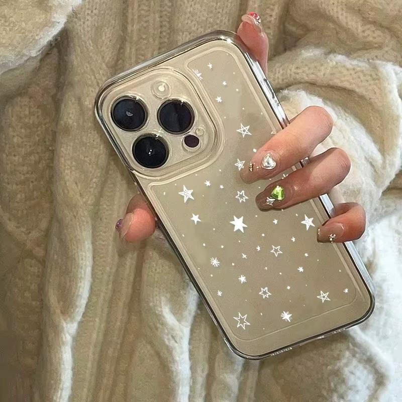 Fashion Starry Sky Stars Pattern Clear Phone Case for iPhone 17 Pro Max 16 15 Pro 14 13 12 11 XR XS 17Air 16 Plus Silicone Cover