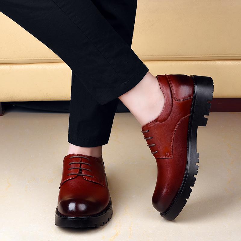 High Quality Cow Leather Platform High Heel Flat/7CM Height Increase Men Leather Shoe Oxford Dress Elevator Shoes Formal Wedding