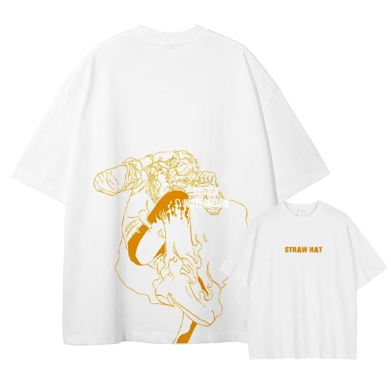

One Piece Straw Hat Pirates Unisex T-shirt 2026 Summer New Anime Double-sided Printed Casual Parent-child Short Sleeved Shirt 4XL