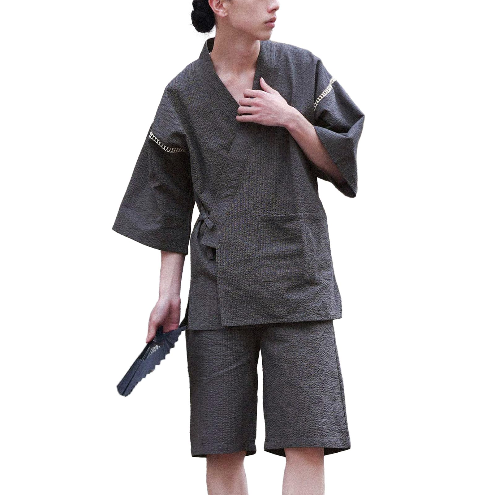 

Oshare Walker Джинбей Оригинал Perfect Day Plus Свободный Самуэ Стираемый Комплект Верх и Низ n OrLABEL Мужской Комплект из ткани Шиджира, Дизайн, Подарок отцу, серый