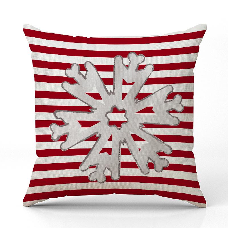 

New Red Snowflake Christmas Pillow Cover Linen Print Pillow Cover Festive Room Sofa Ornament Cushion Cover Premium