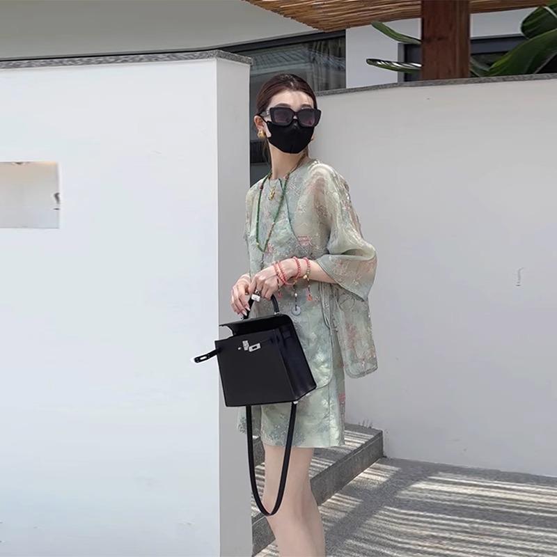 

Женский костюм Tang Green от European Station 2023: Элегантный комплект из двух предметов в китайском стиле Extra Large