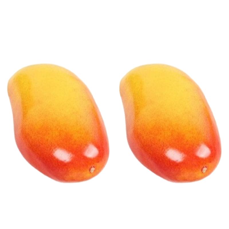 2pcs Artificial Mangoes for Home Kitchen Party Decoration Realistic Faux Fruit Ornament Restaurant Display Props
