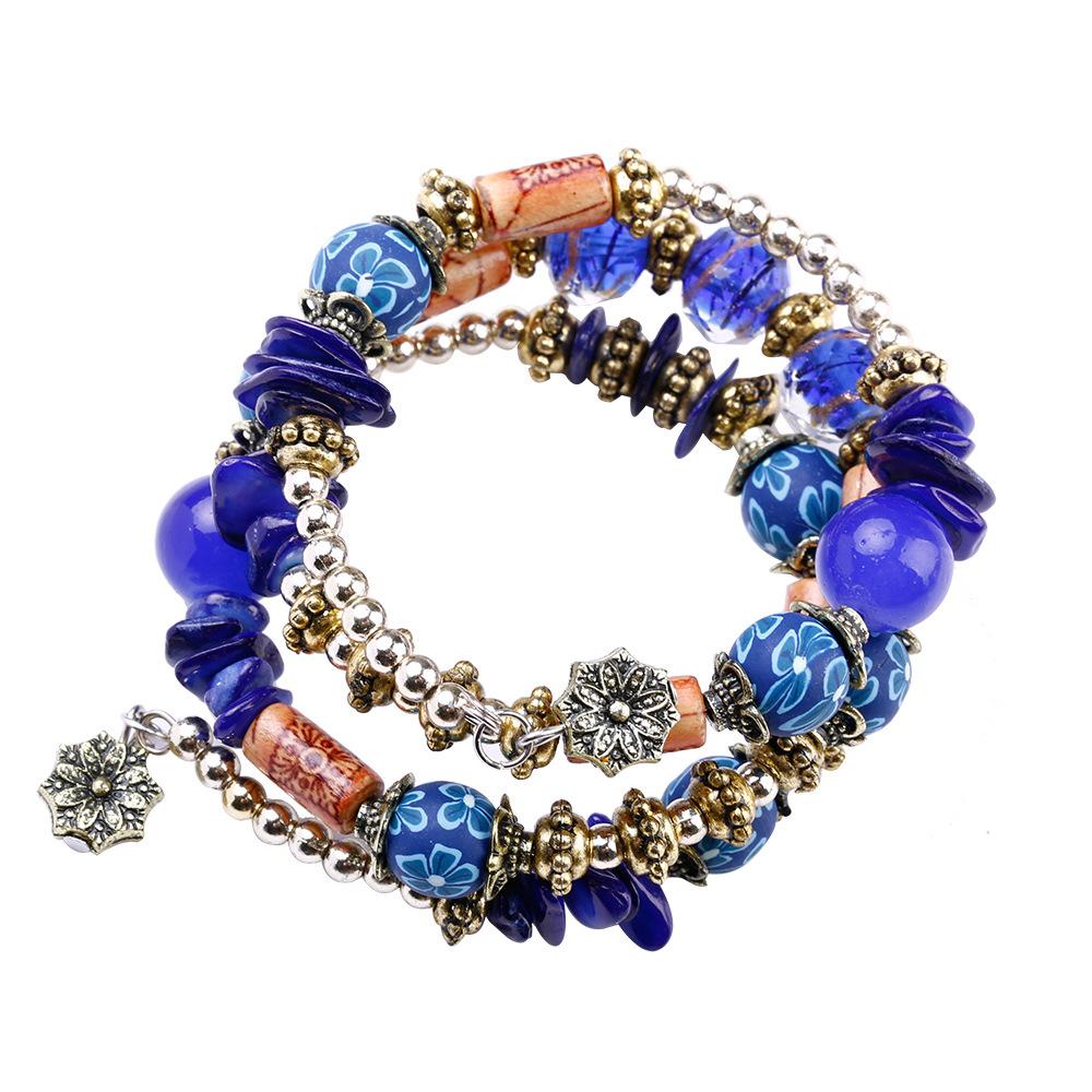 Fashion Ethnic Wind Stone Multi-layer Bracelet Ethnic Wind Stone Bracelet, Adjustable Size Bracelet Jewelry
