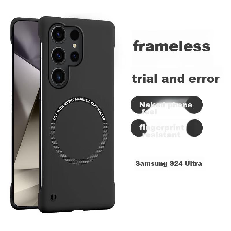 POZZO Ultra-Thin Matte Phone Case for Samsung S24 Ultra, Borderless with MagSafe Magnetic Shockproof Heat Dissipation, Starry Night Black